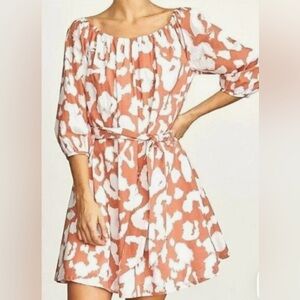 Elizabeth And James Dresses Coral and White Patterned Dress